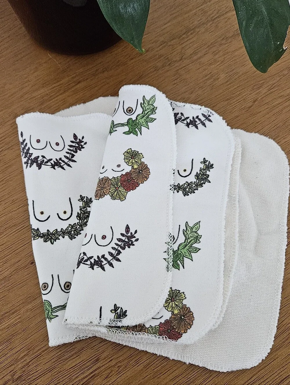 handmade boob floral wreath burp wash cloth hippie boho bath indie rag towel